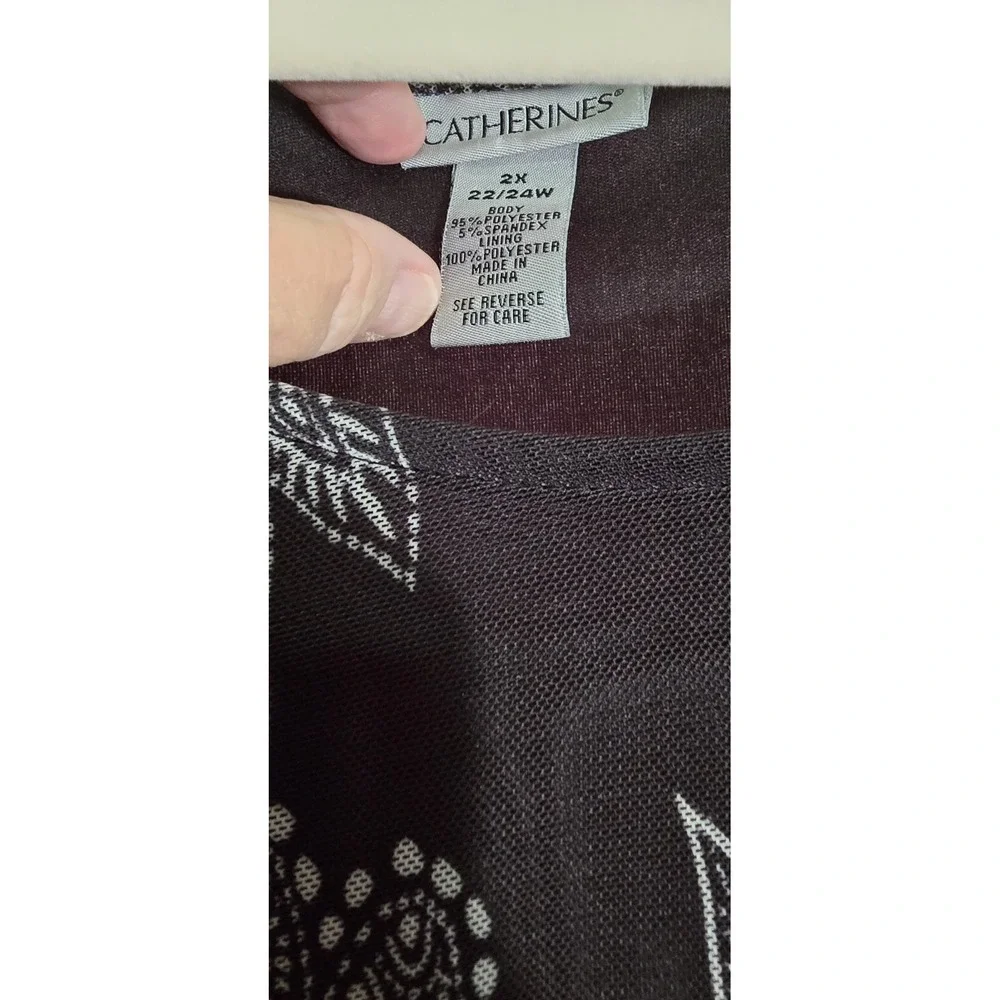 Catherines Black White‎ Embellished Sleeveless Dress  22x Floral print - Picture 2 of 6